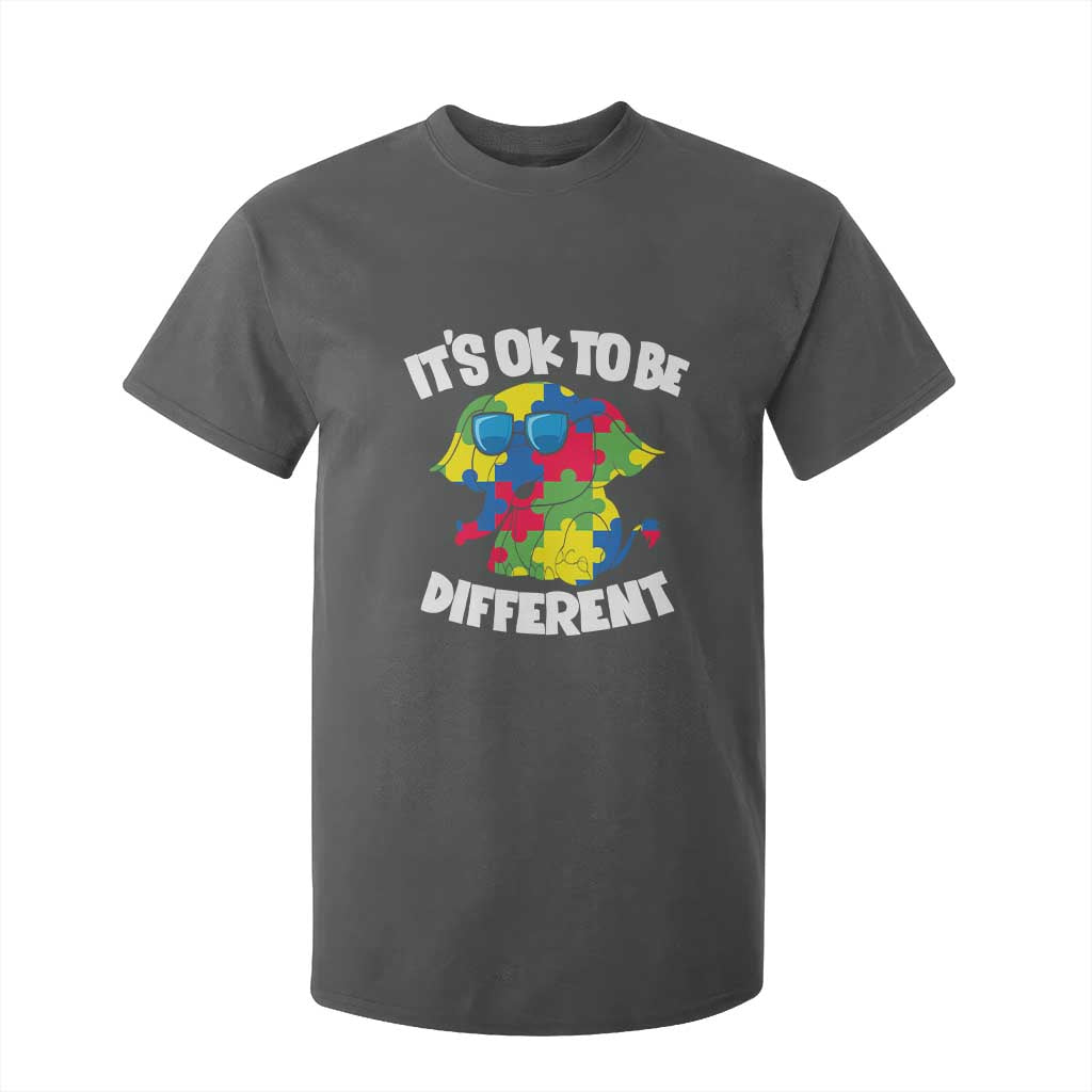 Autism Awareness Day T Shirt For Kid It's Okay To Be Different Elephant TS01 Dark Heather Printyourwear