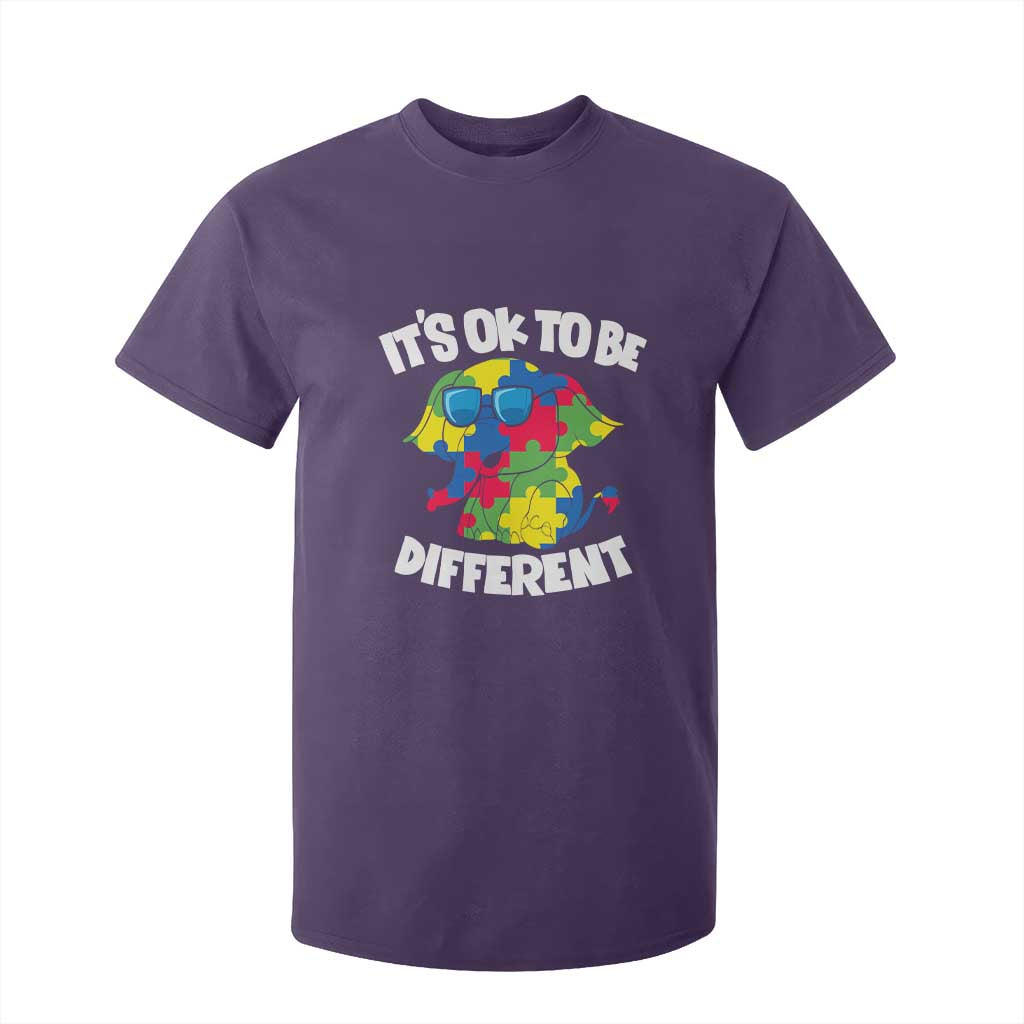Autism Awareness Day T Shirt For Kid It's Okay To Be Different Elephant TS01 Purple Printyourwear