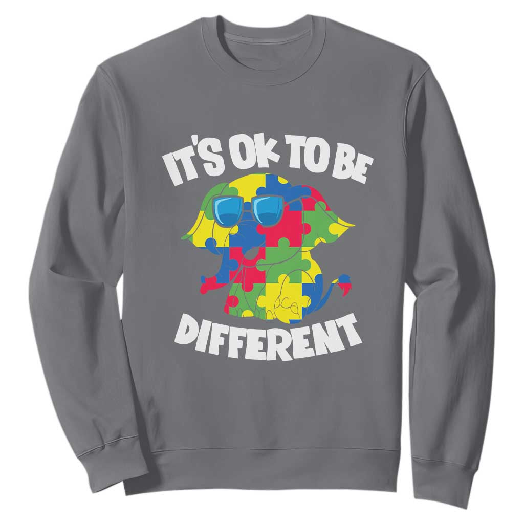 Autism Awareness Day Sweatshirt It's Okay To Be Different Elephant TS01 Charcoal Printyourwear