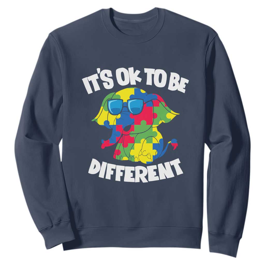 Autism Awareness Day Sweatshirt It's Okay To Be Different Elephant TS01 Navy Printyourwear