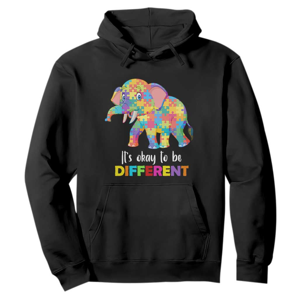 Autism Hoodie It's Okay To Be Different Elephant TS01 Black Printyourwear