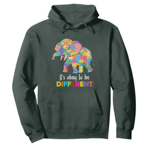 Autism Hoodie It's Okay To Be Different Elephant TS01 Dark Forest Green Printyourwear