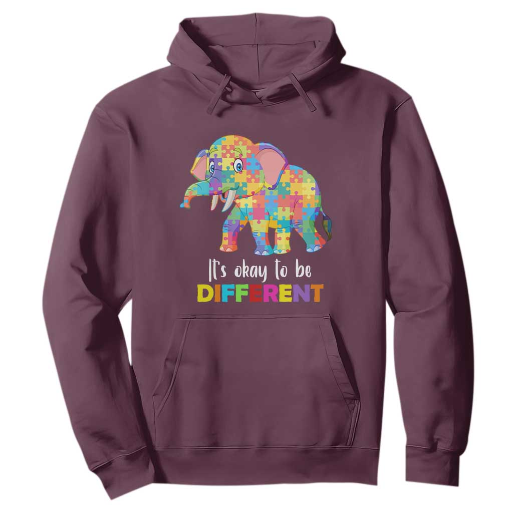 Autism Hoodie It's Okay To Be Different Elephant TS01 Maroon Printyourwear