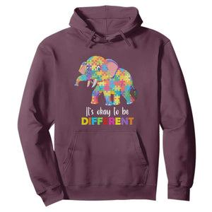 Autism Hoodie It's Okay To Be Different Elephant TS01 Maroon Printyourwear
