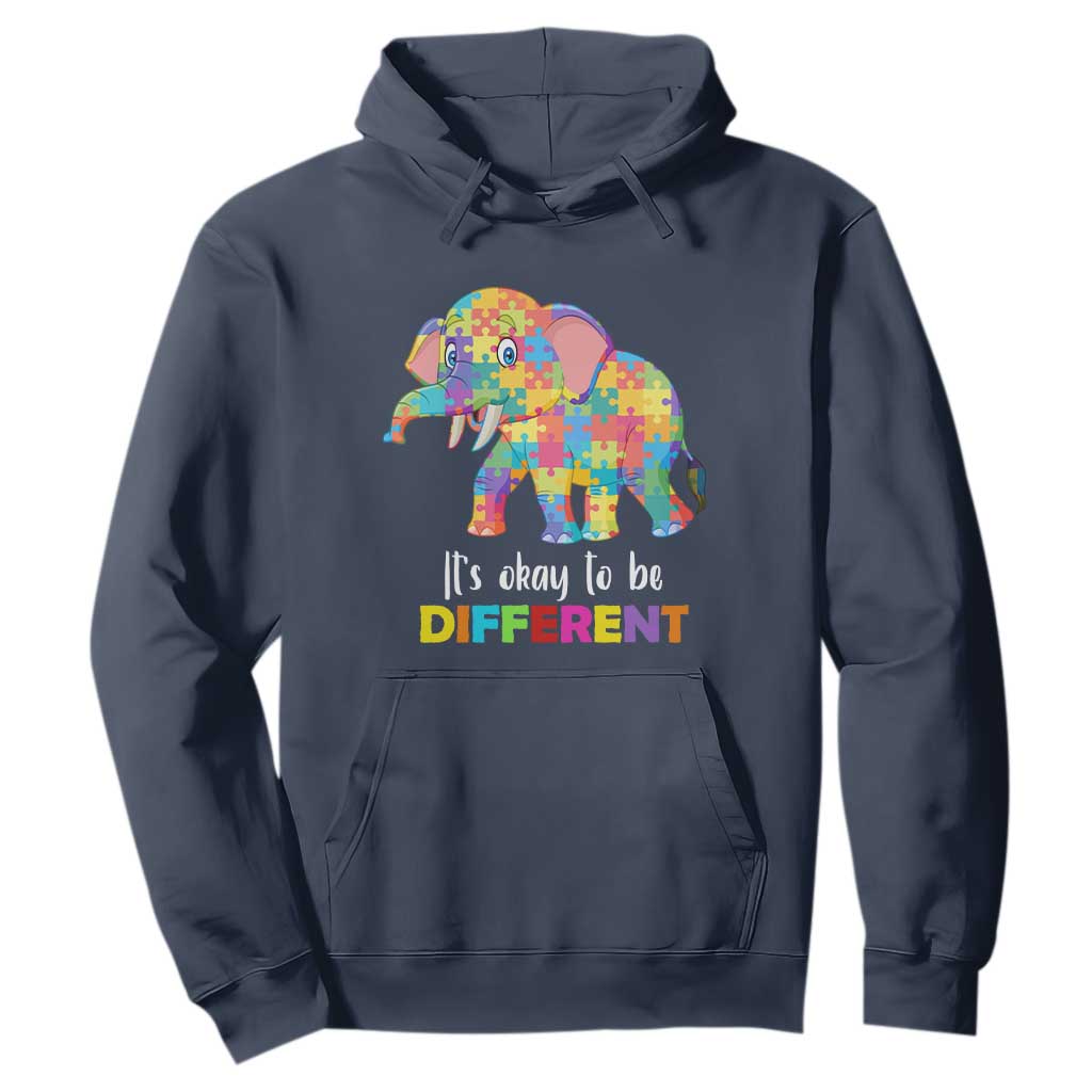 Autism Hoodie It's Okay To Be Different Elephant TS01 Navy Printyourwear