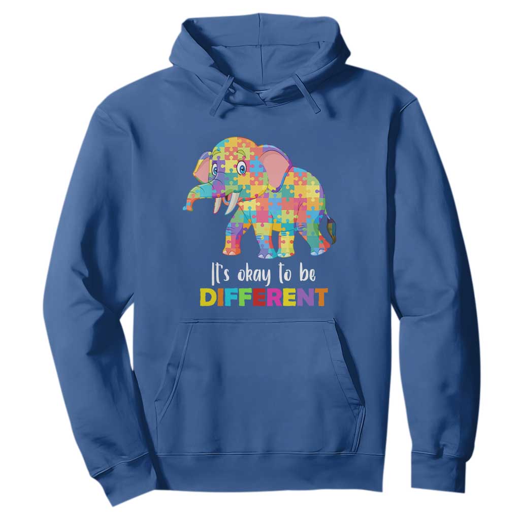 Autism Hoodie It's Okay To Be Different Elephant TS01 Royal Blue Printyourwear