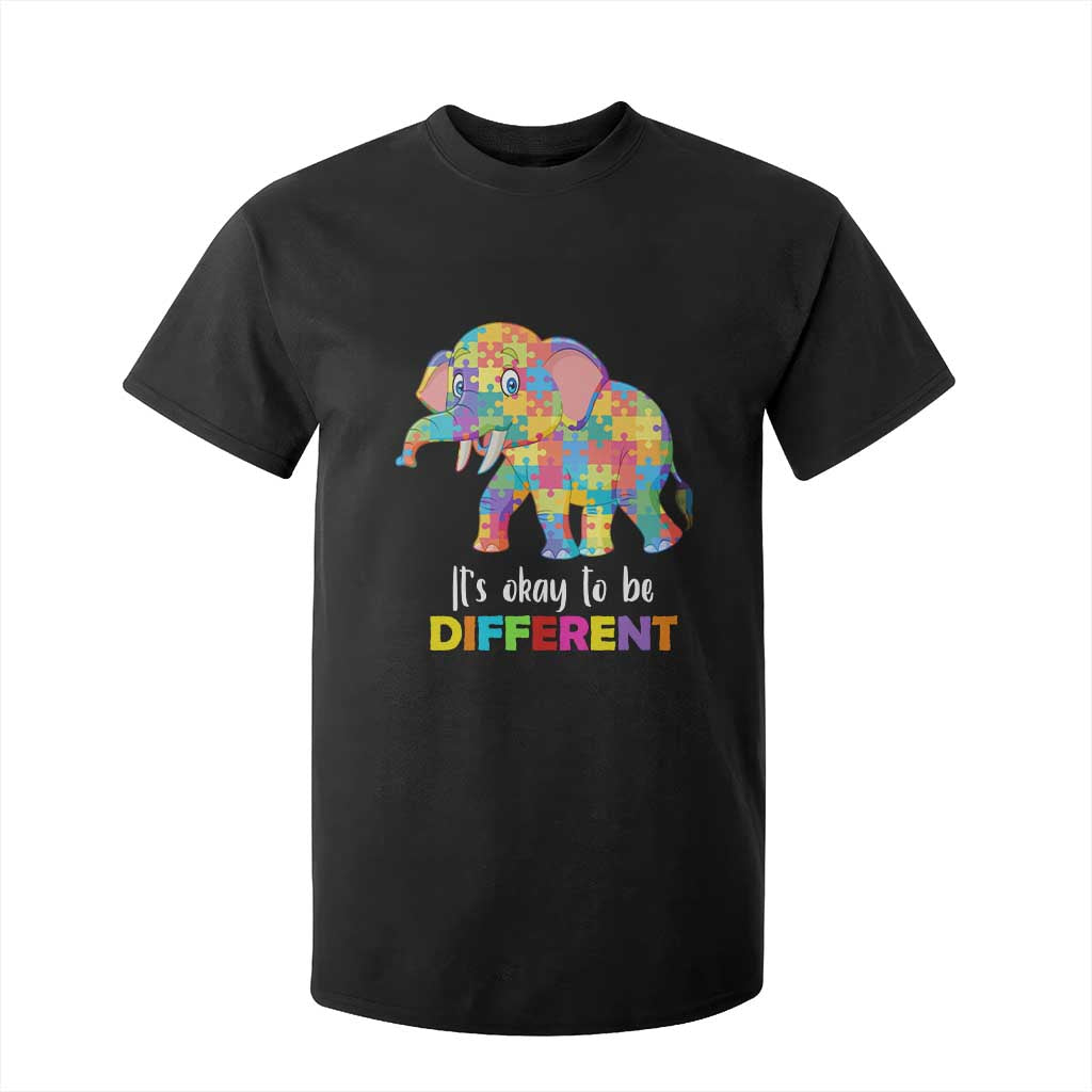 Autism T Shirt For Kid It's Okay To Be Different Elephant TS01 Black Printyourwear