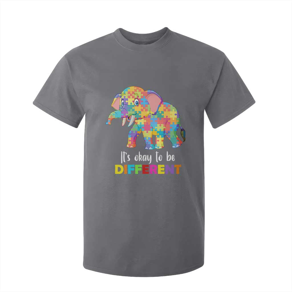 Autism T Shirt For Kid It's Okay To Be Different Elephant TS01 Charcoal Printyourwear