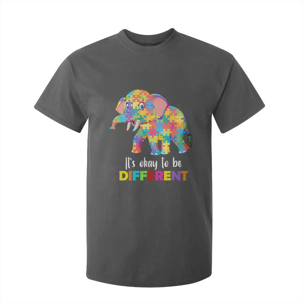 Autism T Shirt For Kid It's Okay To Be Different Elephant TS01 Dark Heather Printyourwear