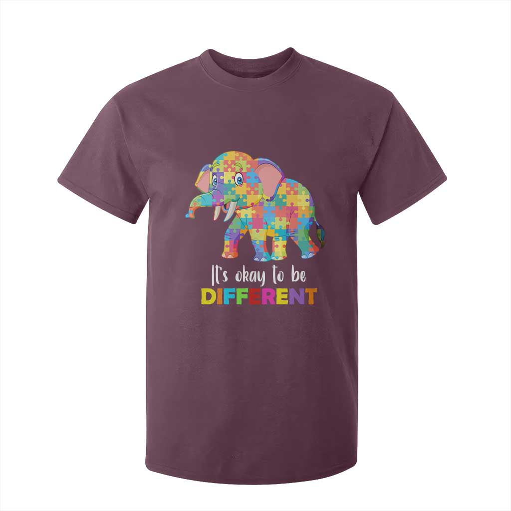 Autism T Shirt For Kid It's Okay To Be Different Elephant TS01 Maroon Printyourwear