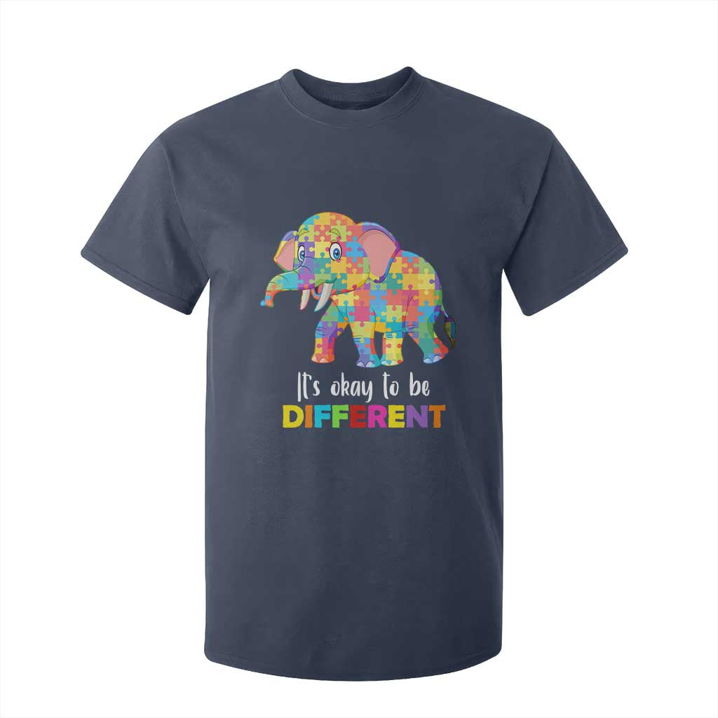 Autism T Shirt For Kid It's Okay To Be Different Elephant TS01 Navy Printyourwear