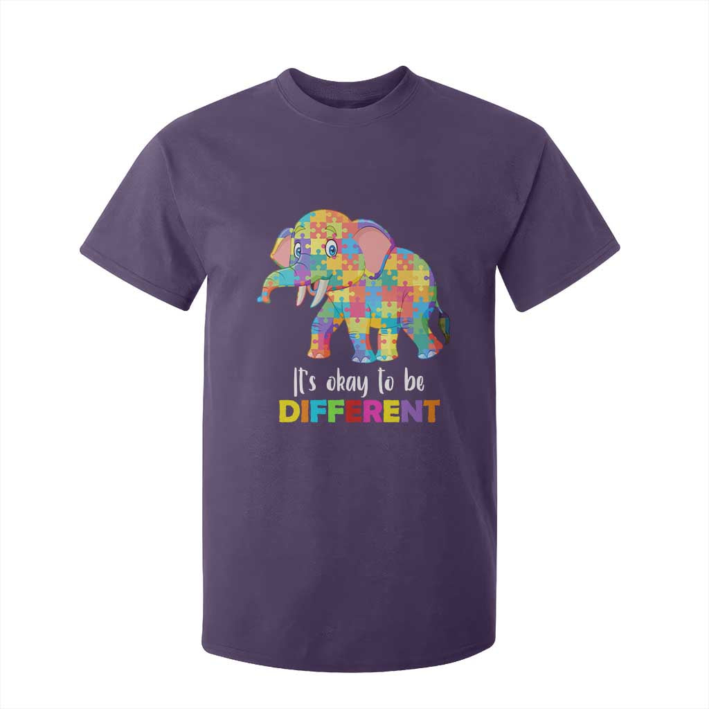 Autism T Shirt For Kid It's Okay To Be Different Elephant TS01 Purple Printyourwear