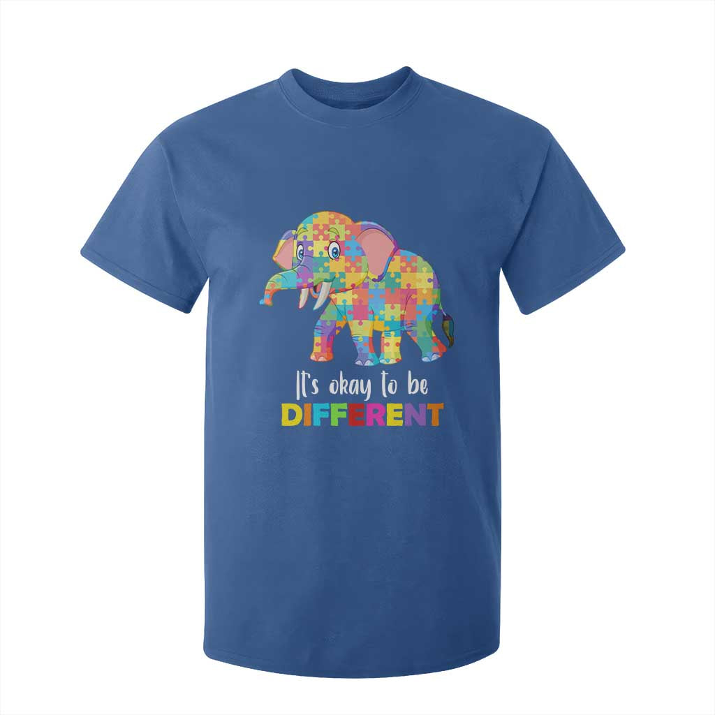 Autism T Shirt For Kid It's Okay To Be Different Elephant TS01 Royal Blue Printyourwear