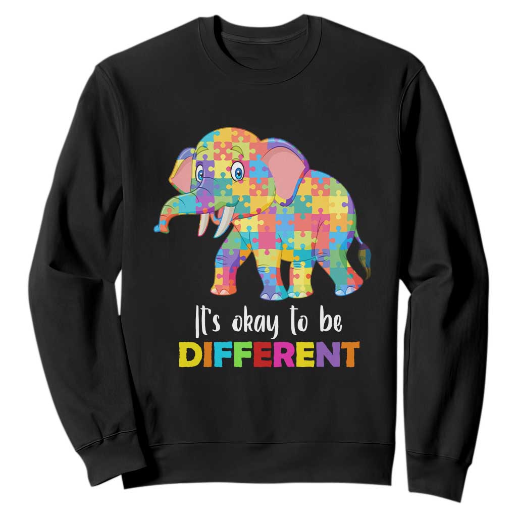 Autism Sweatshirt It's Okay To Be Different Elephant TS01 Black Printyourwear
