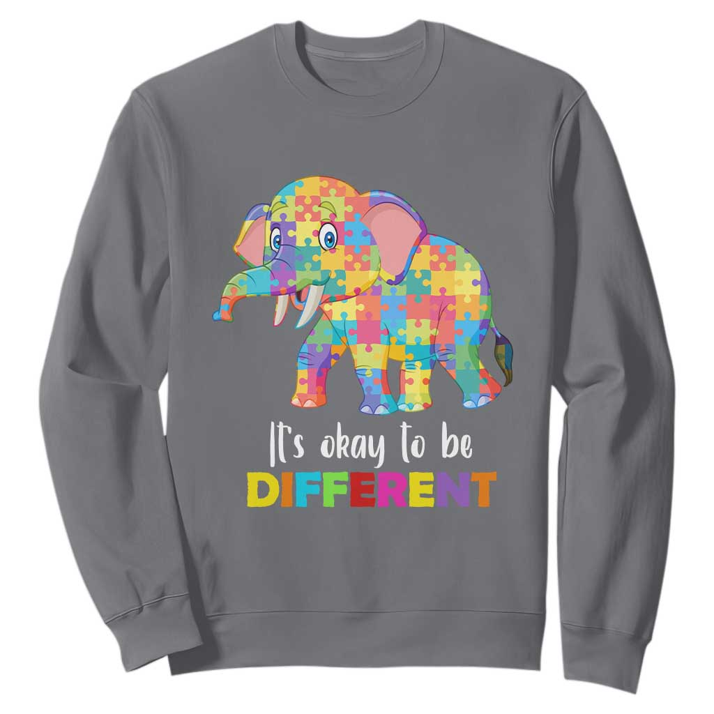 Autism Sweatshirt It's Okay To Be Different Elephant TS01 Charcoal Printyourwear