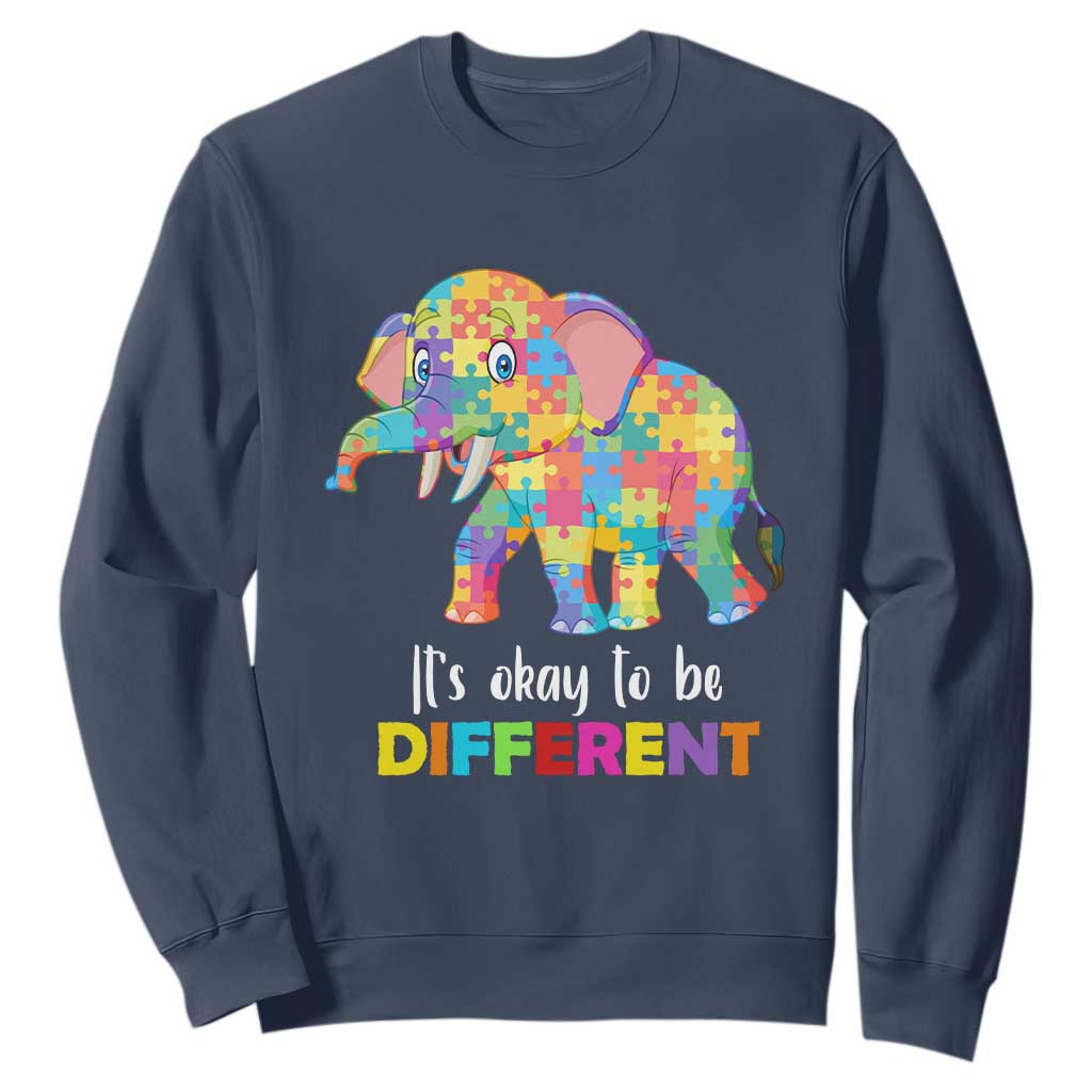 Autism Sweatshirt It's Okay To Be Different Elephant TS01 Navy Printyourwear