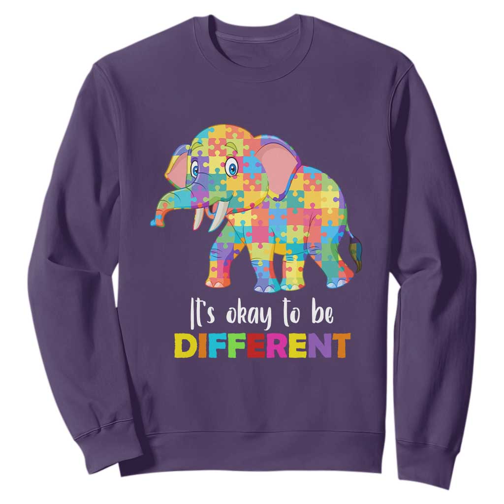 Autism Sweatshirt It's Okay To Be Different Elephant TS01 Purple Printyourwear