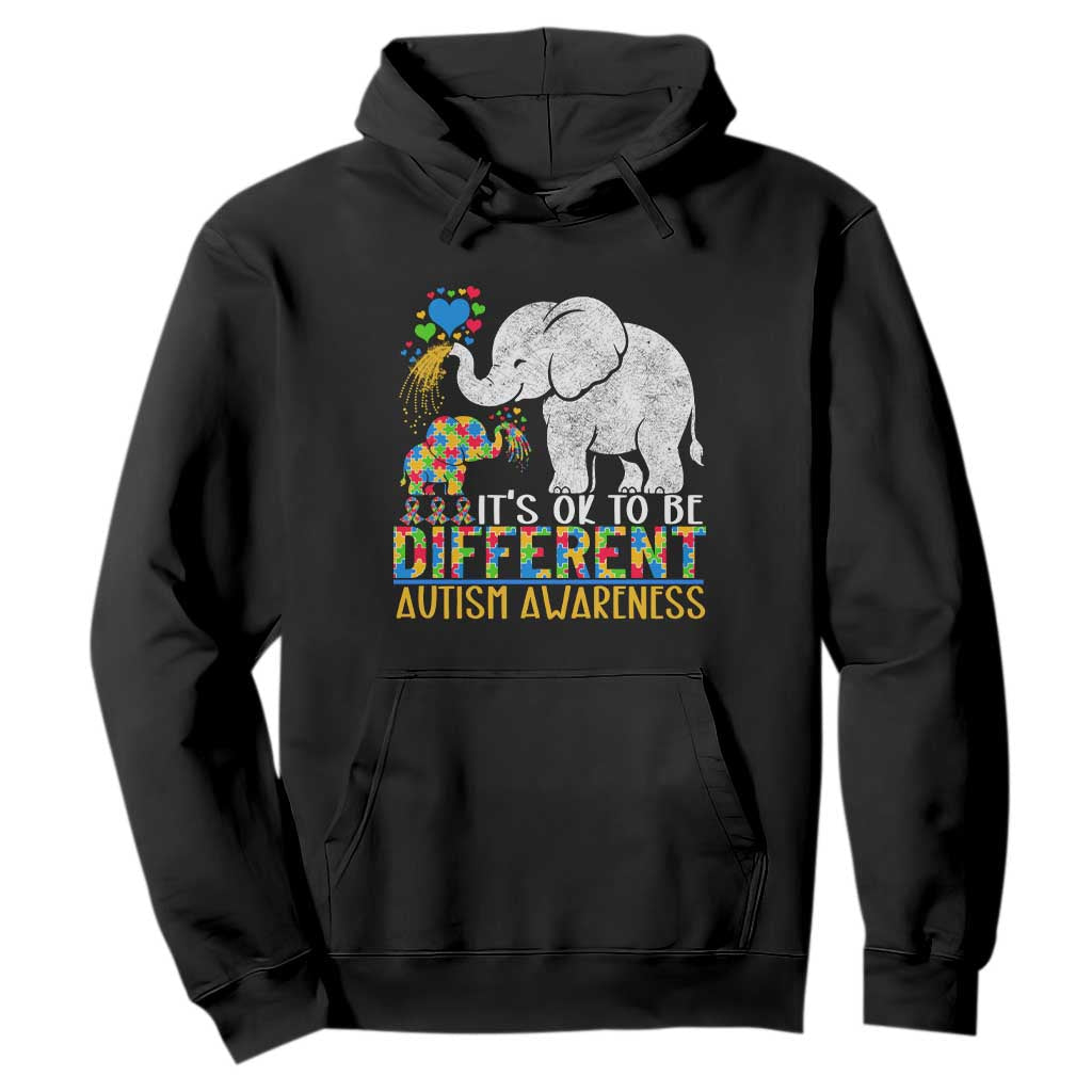 It Is Ok To Be Elephant Different Autism Awareness Hoodie TS01 Black Printyourwear