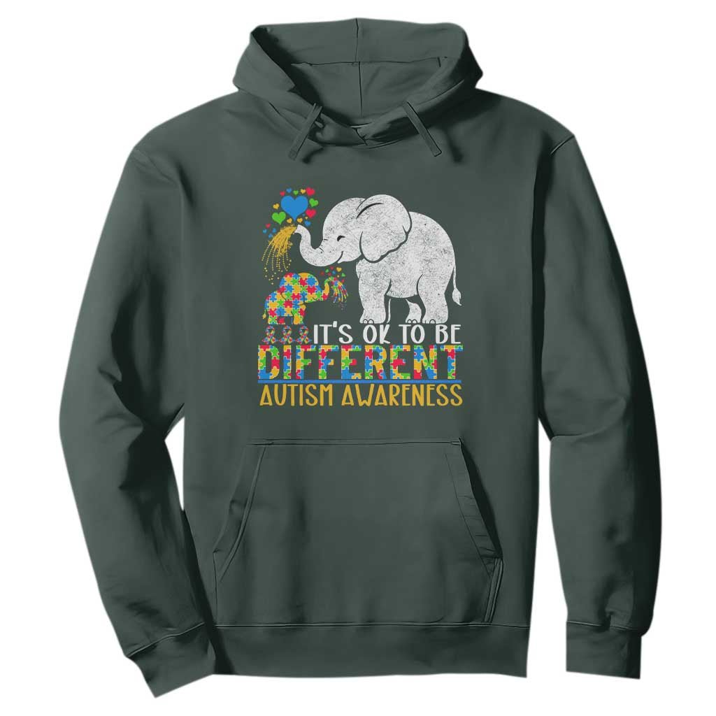 It Is Ok To Be Elephant Different Autism Awareness Hoodie TS01 Dark Forest Green Printyourwear