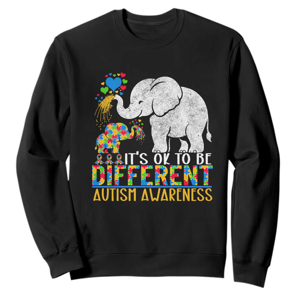 It Is Ok To Be Elephant Different Autism Awareness Sweatshirt TS01 Black Printyourwear