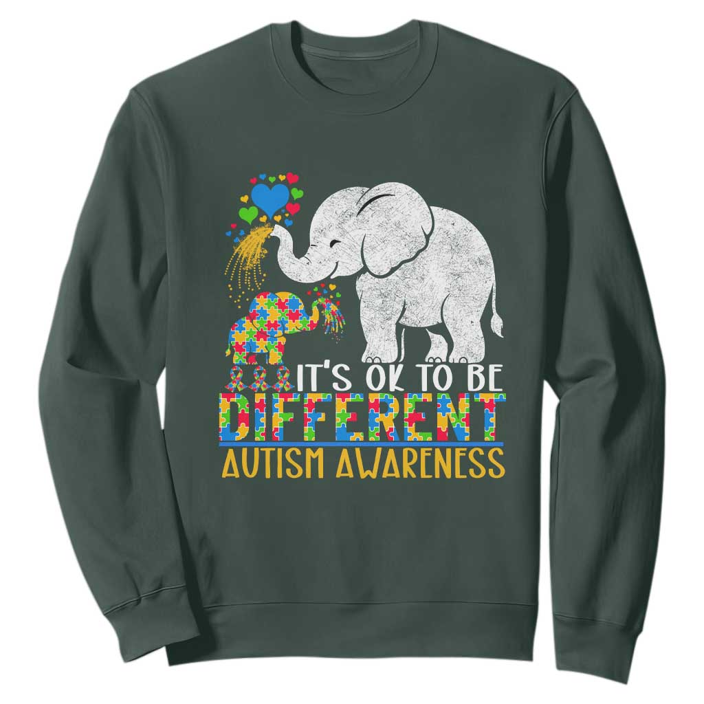 It Is Ok To Be Elephant Different Autism Awareness Sweatshirt TS01 Dark Forest Green Printyourwear