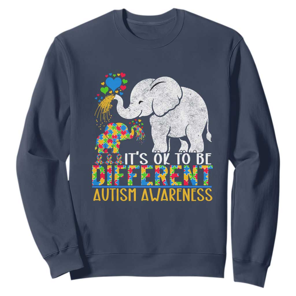 It Is Ok To Be Elephant Different Autism Awareness Sweatshirt TS01 Navy Printyourwear