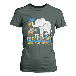 It Is Ok To Be Elephant Different Autism Awareness T Shirt For Women TS01 Dark Forest Green Printyourwear