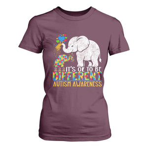 It Is Ok To Be Elephant Different Autism Awareness T Shirt For Women TS01 Maroon Printyourwear