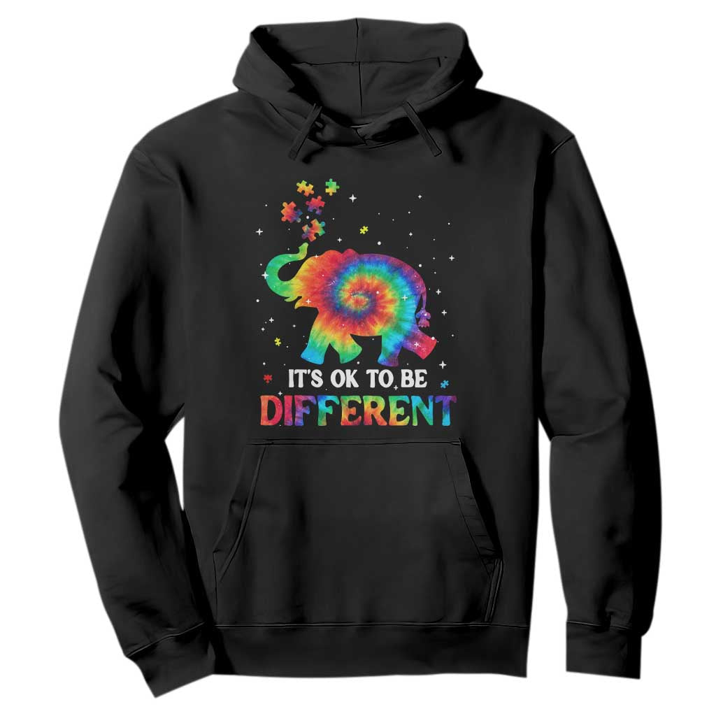 Tie Dye Elephant Autism Hoodie Its Ok To Be Different TS01 Black Printyourwear