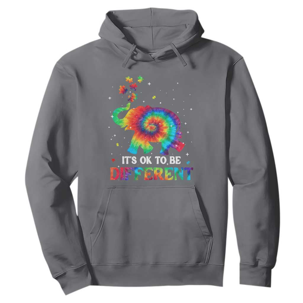 Tie Dye Elephant Autism Hoodie Its Ok To Be Different TS01 Charcoal Printyourwear