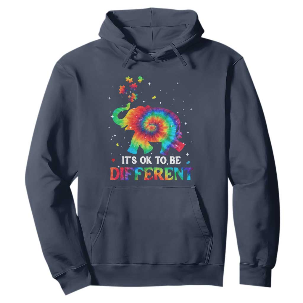 Tie Dye Elephant Autism Hoodie Its Ok To Be Different TS01 Navy Printyourwear