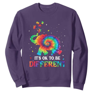 Tie Dye Elephant Autism Sweatshirt Its Ok To Be Different TS01 Purple Printyourwear