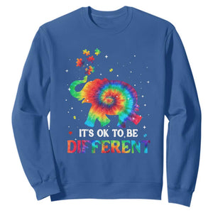 Tie Dye Elephant Autism Sweatshirt Its Ok To Be Different TS01 Royal Blue Printyourwear