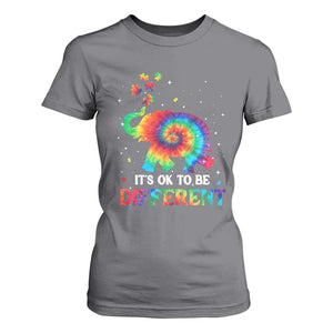 Tie Dye Elephant Autism T Shirt For Women Its Ok To Be Different TS01 Charcoal Printyourwear