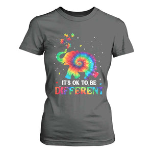 Tie Dye Elephant Autism T Shirt For Women Its Ok To Be Different TS01 Dark Heather Printyourwear