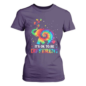 Tie Dye Elephant Autism T Shirt For Women Its Ok To Be Different TS01 Purple Printyourwear