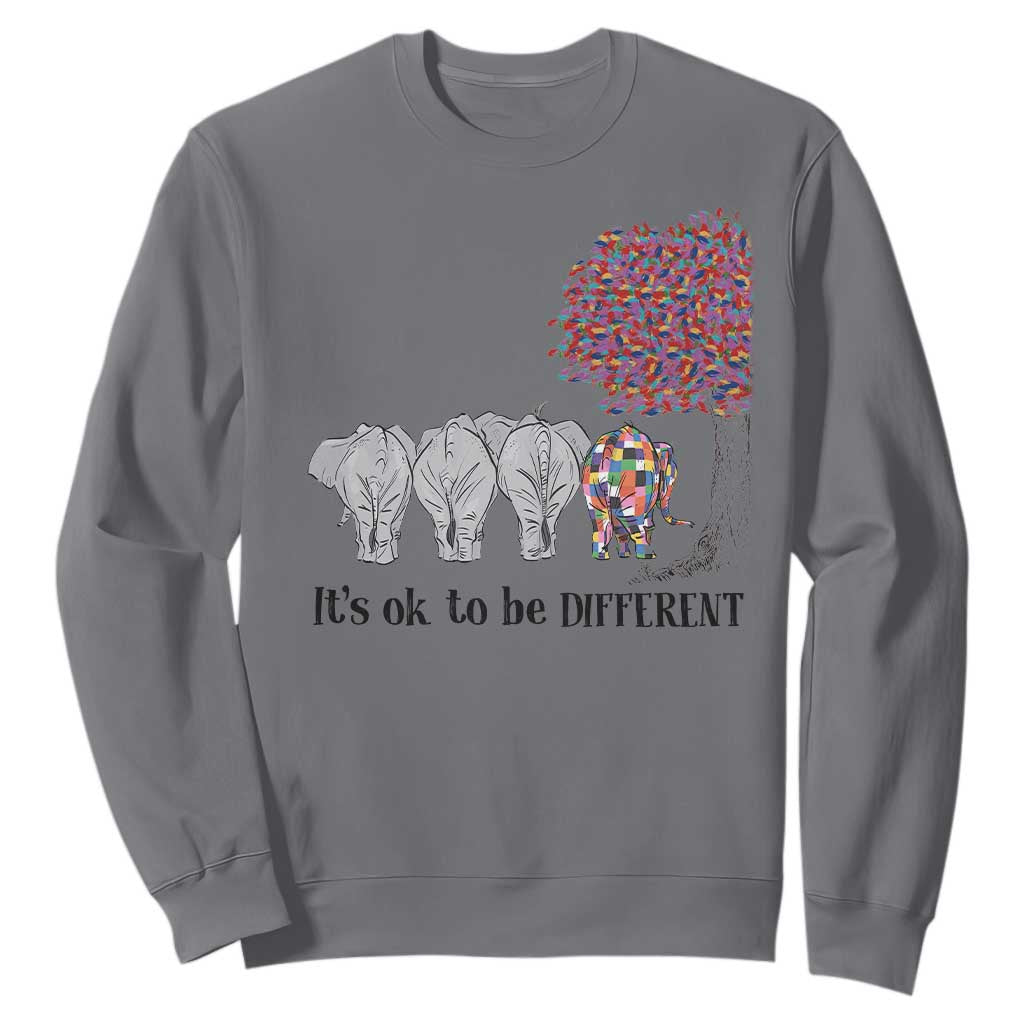 Autism Awareness Elephant Sweatshirt It's Ok To Be A Little Different TS01 Charcoal Printyourwear