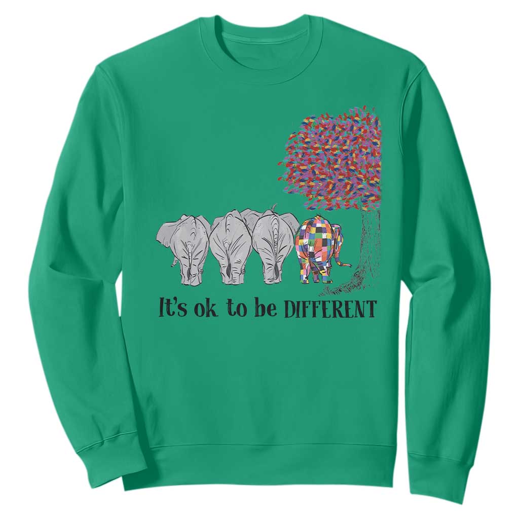 Autism Awareness Elephant Sweatshirt It's Ok To Be A Little Different TS01 Irish Green Printyourwear