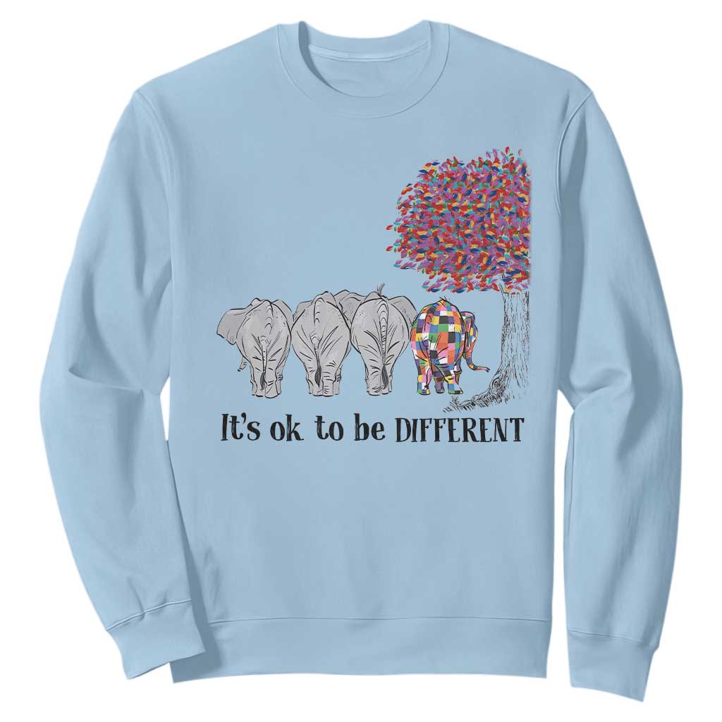 Autism Awareness Elephant Sweatshirt It's Ok To Be A Little Different TS01 Light Blue Printyourwear