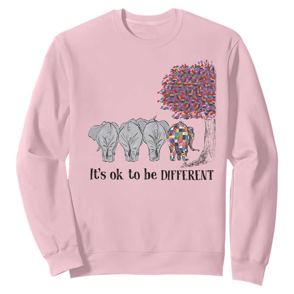Autism Awareness Elephant Sweatshirt It's Ok To Be A Little Different TS01 Light Pink Printyourwear