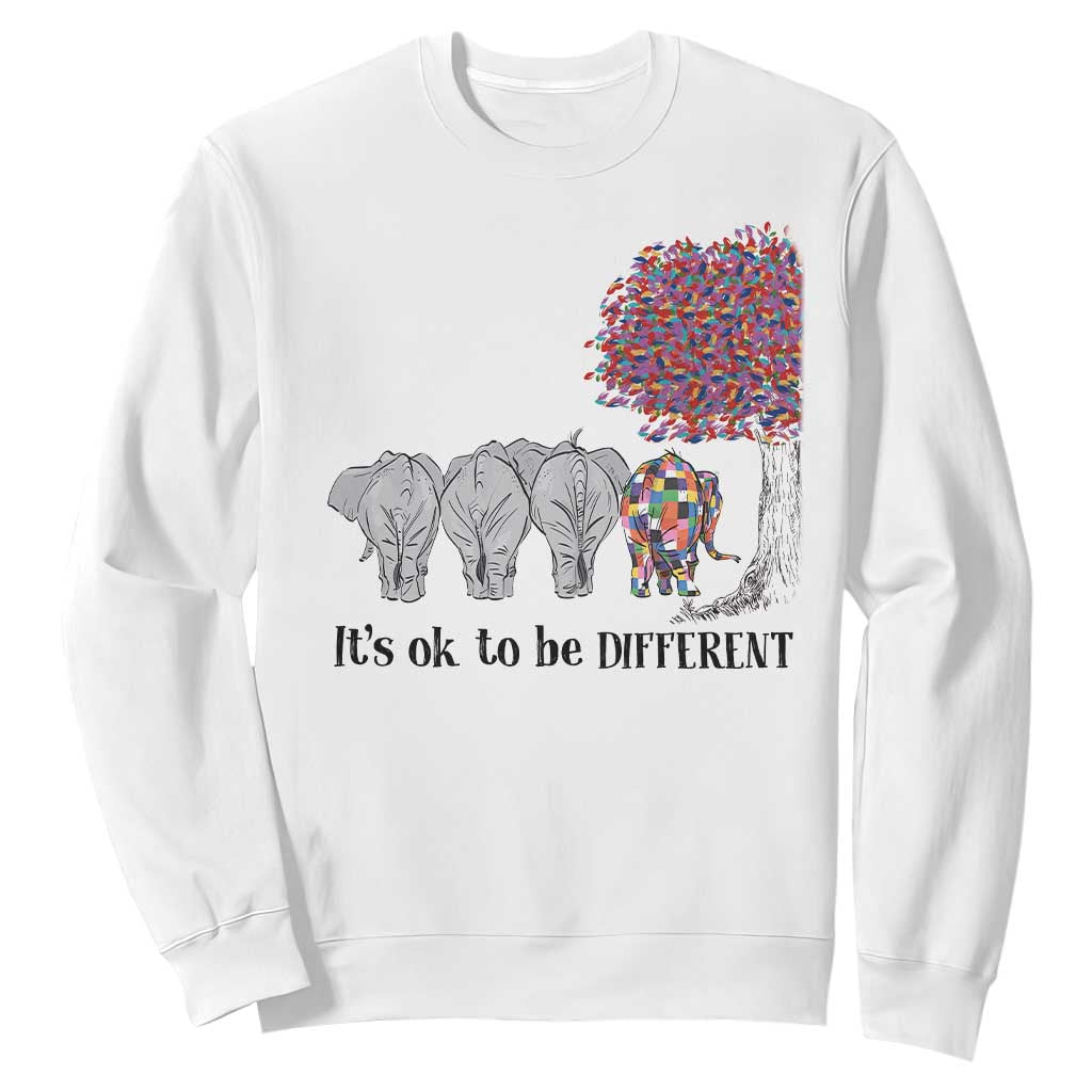 Autism Awareness Elephant Sweatshirt It's Ok To Be A Little Different TS01 White Printyourwear