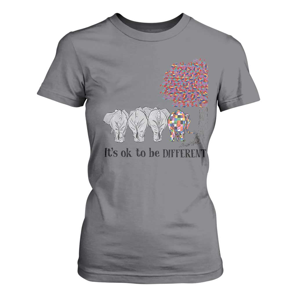 Autism Awareness Elephant T Shirt For Women It's Ok To Be A Little Different TS01 Charcoal Printyourwear