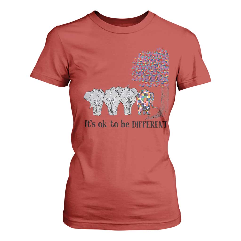 Autism Awareness Elephant T Shirt For Women It's Ok To Be A Little Different TS01 Red Printyourwear