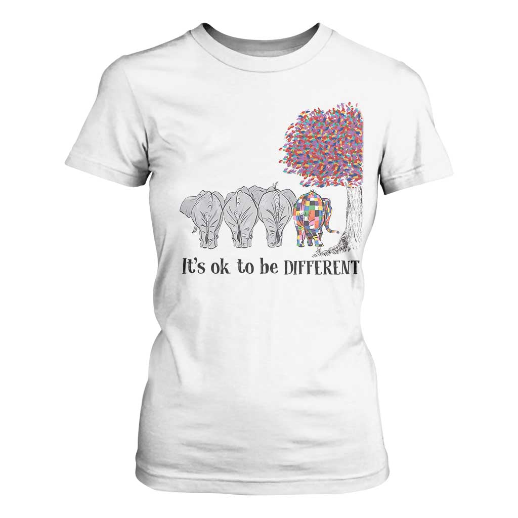 Autism Awareness Elephant T Shirt For Women It's Ok To Be A Little Different TS01 White Printyourwear