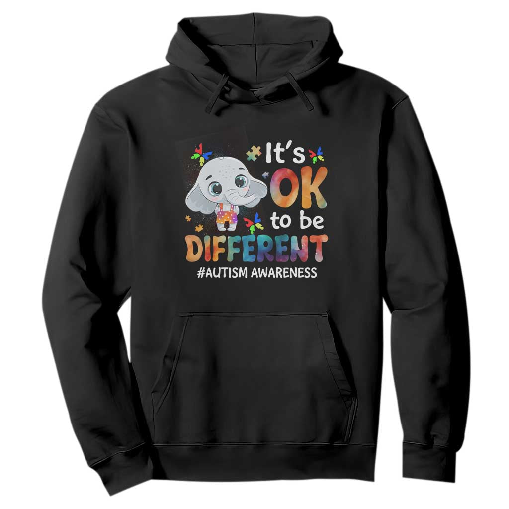 World Autism Day Hoodie It's Okay To Be Different Elephant TS01 Black Printyourwear