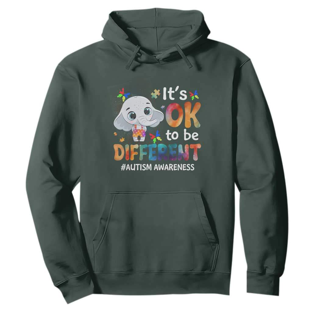 World Autism Day Hoodie It's Okay To Be Different Elephant TS01 Dark Forest Green Printyourwear