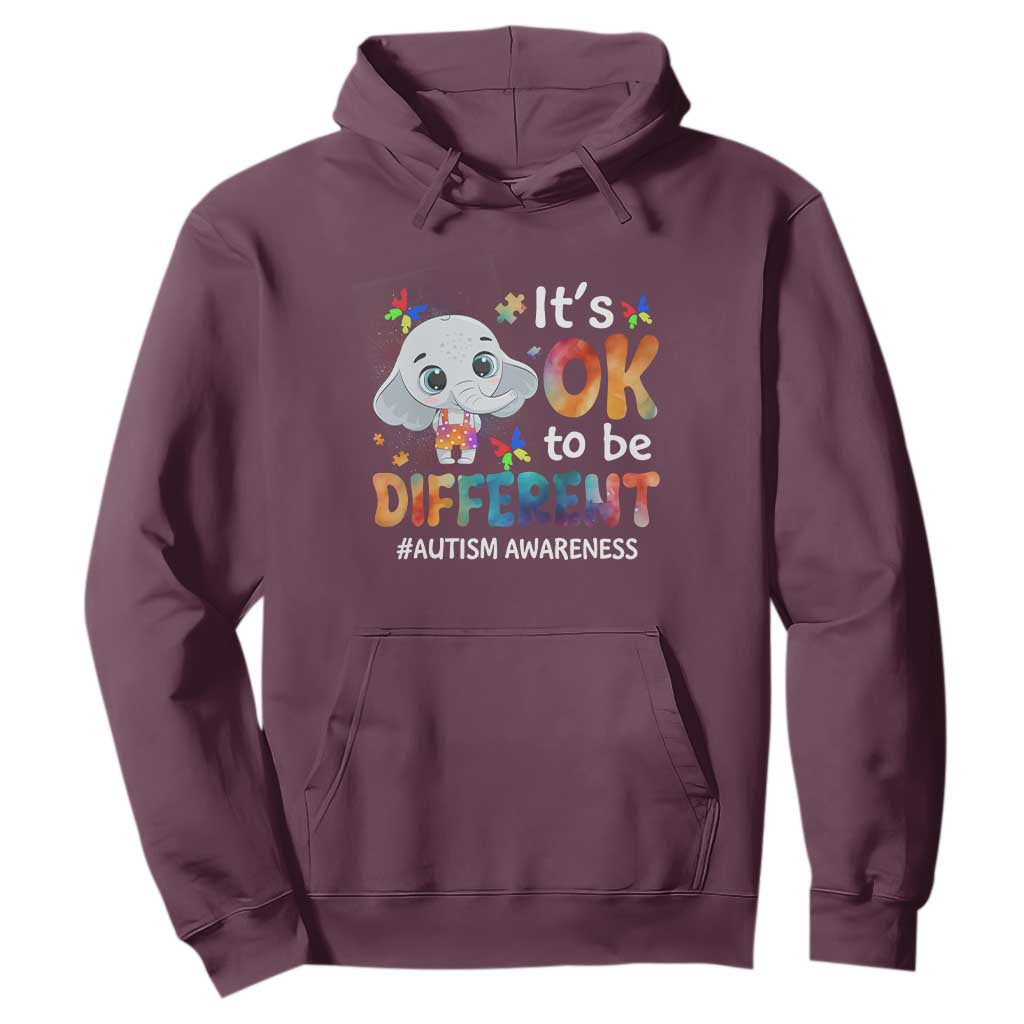 World Autism Day Hoodie It's Okay To Be Different Elephant TS01 Maroon Printyourwear