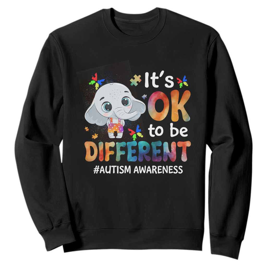World Autism Day Sweatshirt It's Okay To Be Different Elephant TS01 Black Printyourwear