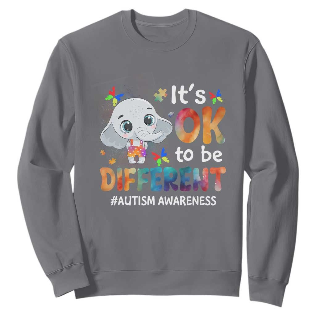 World Autism Day Sweatshirt It's Okay To Be Different Elephant TS01 Charcoal Printyourwear