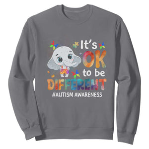 World Autism Day Sweatshirt It's Okay To Be Different Elephant TS01 Charcoal Printyourwear